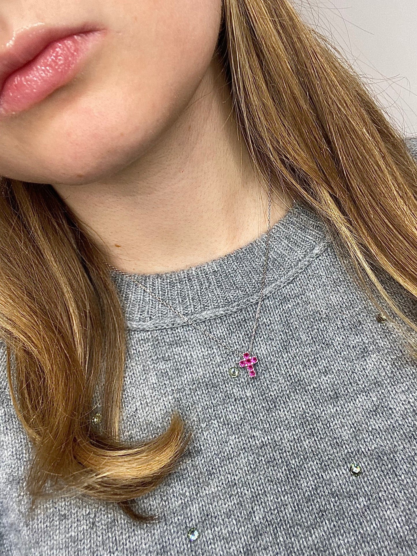 Cross Necklace "Viva Magenta"