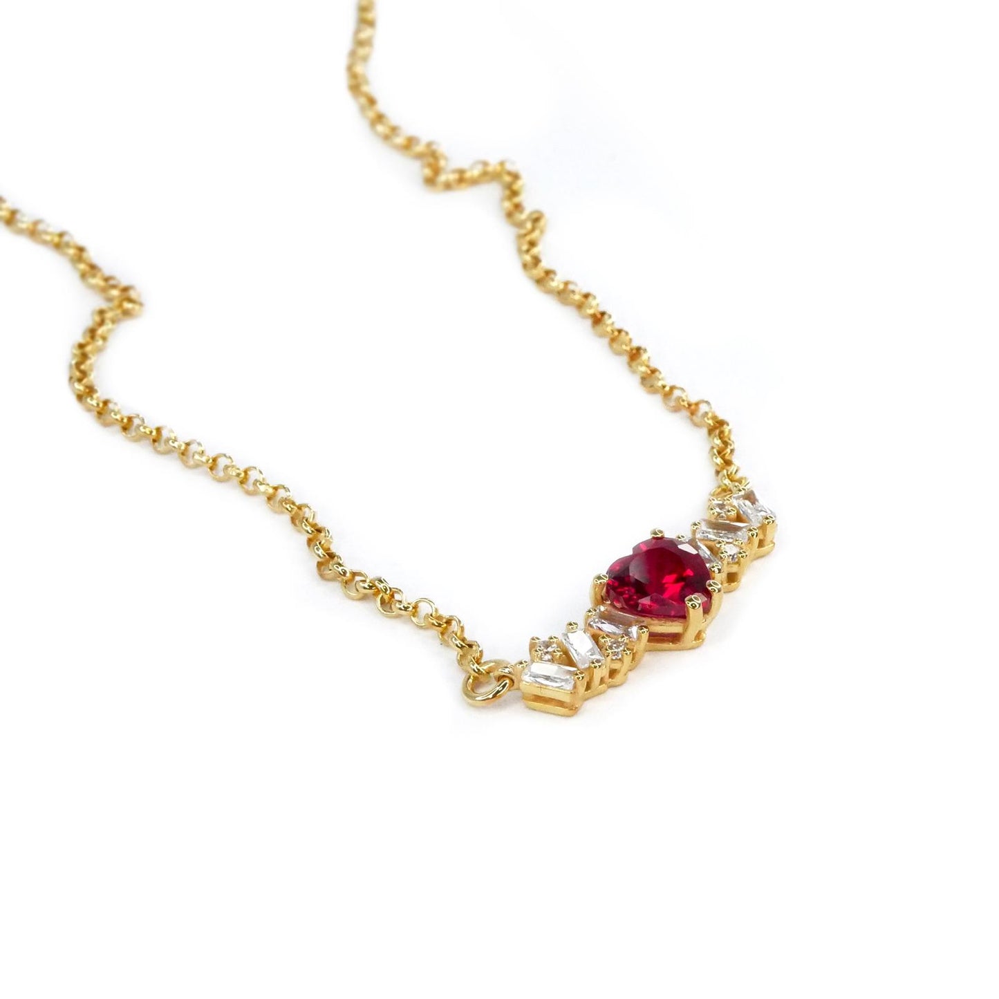 Heart & baguette necklace