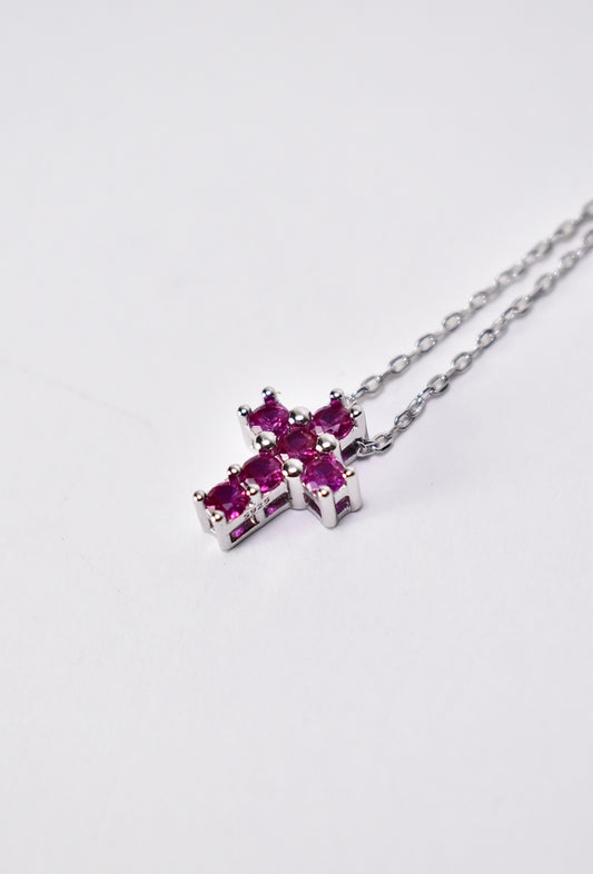 Cross Necklace "Viva Magenta"