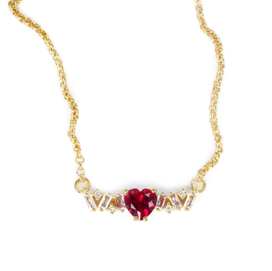 Heart &amp; baguette necklace